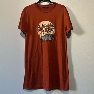 SHEIN- Burnt Orange T Shirt Dress with Graphic Design Size M